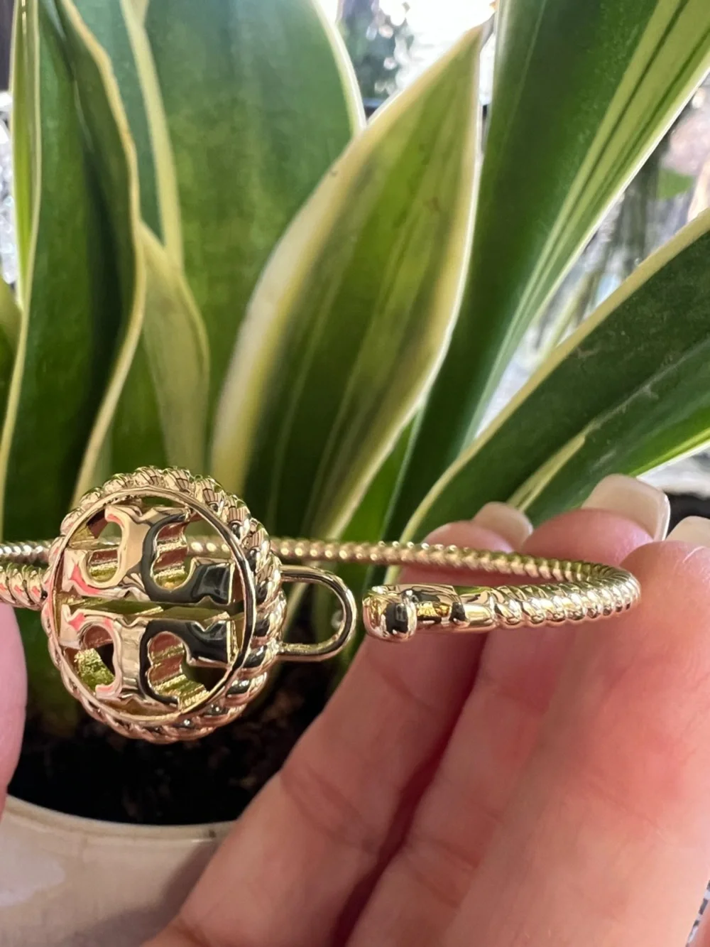 Tory Burch Logo Medallion Bangle Bracelet